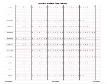 2024-2025 School Yearly Checklist Calendar Template for Numbers